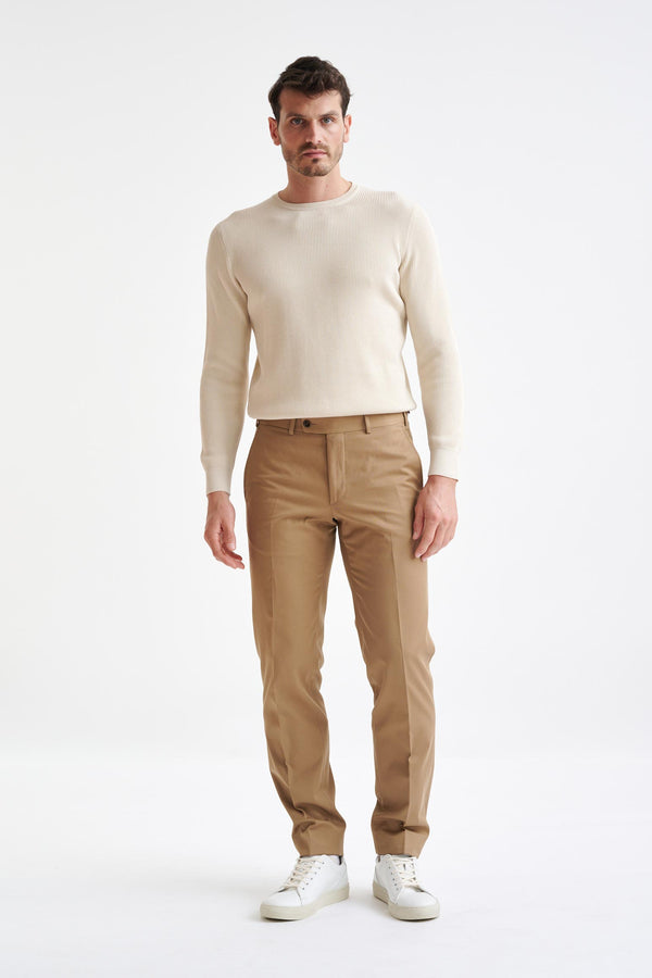 Scabal Sand Cotton Farley Trousers Cashmere Cotton