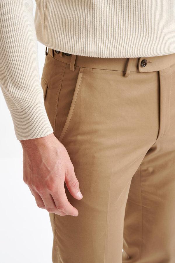 Scabal Sand Cotton Farley Trousers Cashmere Cotton