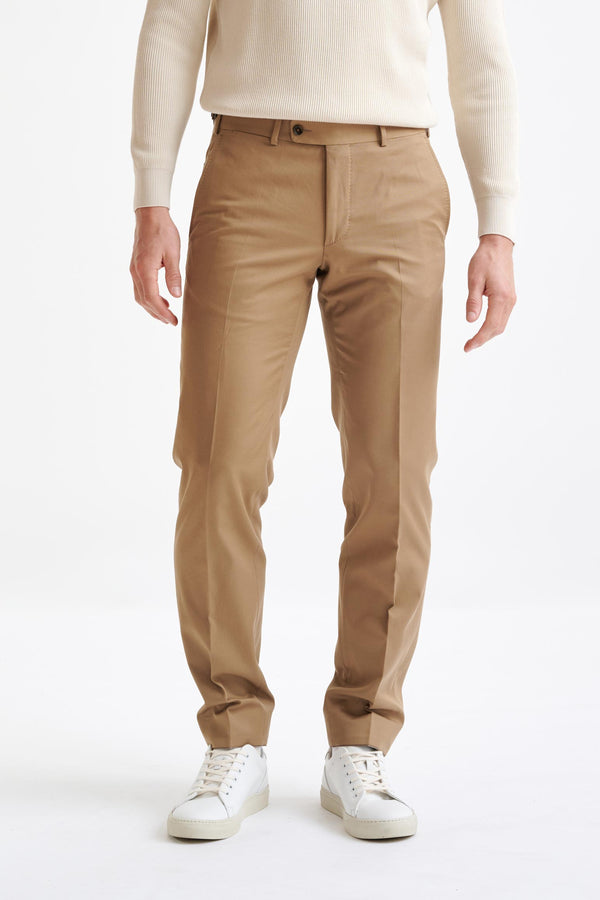 scabal Sand Cotton Farley Trousers Cashmere Cotton
