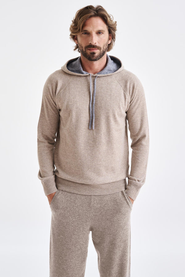 scabal Sand Melange Bakewell Cashmere Hoodie
