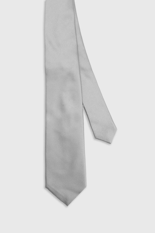 scabal Silver Grey Silk Satin 7 Fold Tie