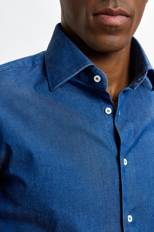 Scabal Stone Denim Casual Long Sleeve Shirt