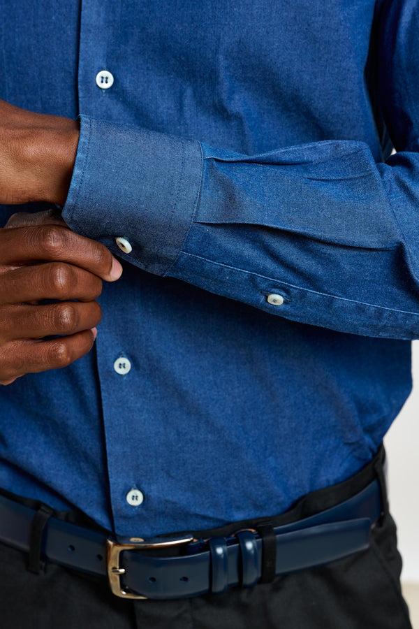 Scabal Stone Denim Casual Long Sleeve Shirt