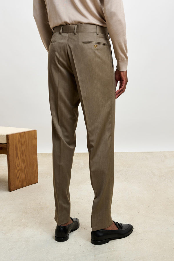 Scabal Taupe Melange Farley Trousers New Deluxe