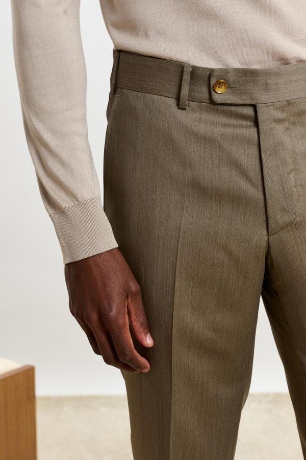 Scabal Taupe Melange Farley Trousers New Deluxe