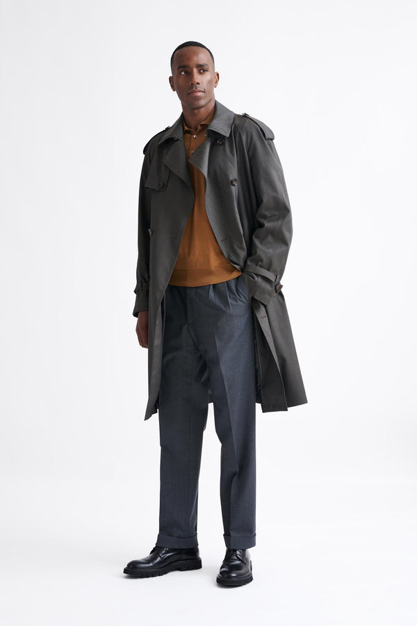 scabal Taupe Wool Twill Marlow Trench Coat