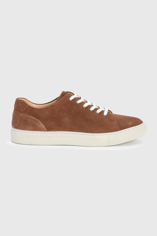 scabal Tobacco Suede Calfskin Trainer