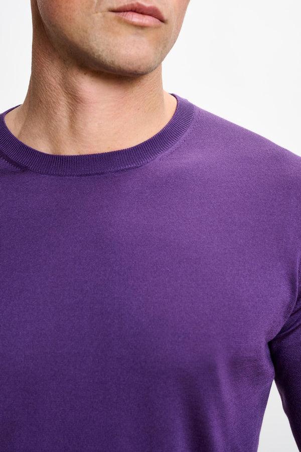 Scabal Violet Silk Crewe Long Sleeve Sweater