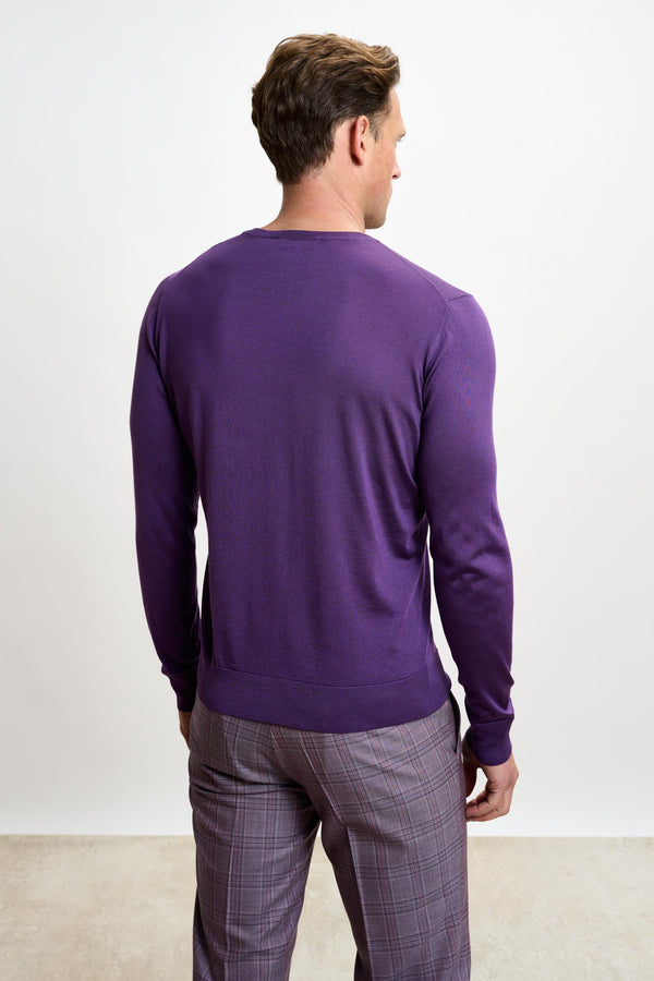 Scabal Violet Silk Crewe Long Sleeve Sweater