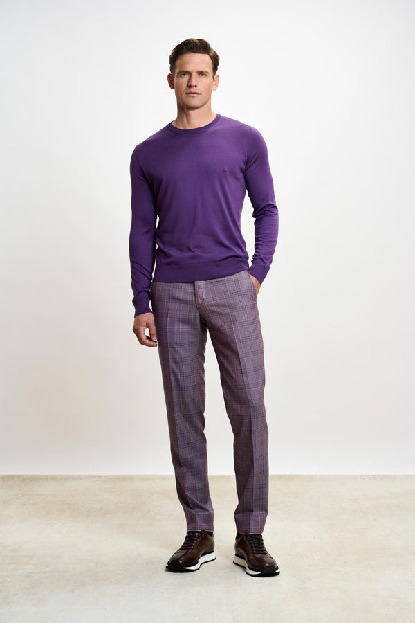 Scabal Violet Silk Crewe Long Sleeve Sweater