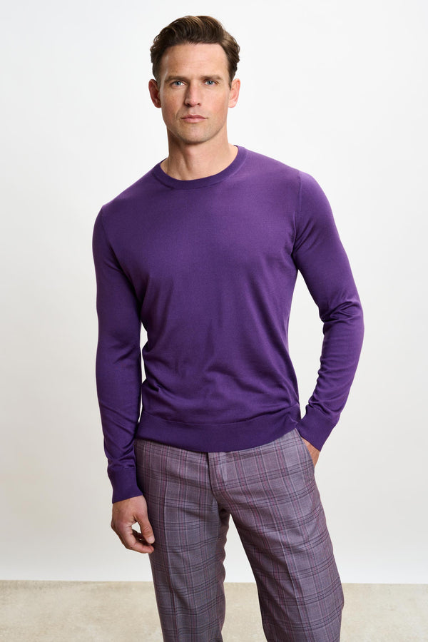 scabal Violet Silk Crewe Long Sleeve Sweater