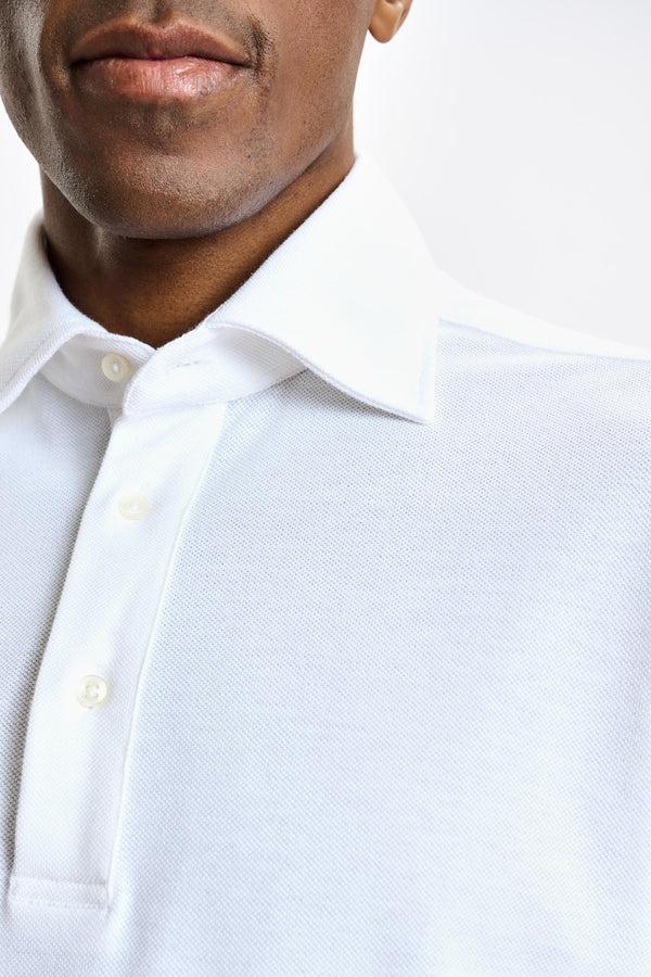 Scabal White Cotton Piquet Polo Shirt