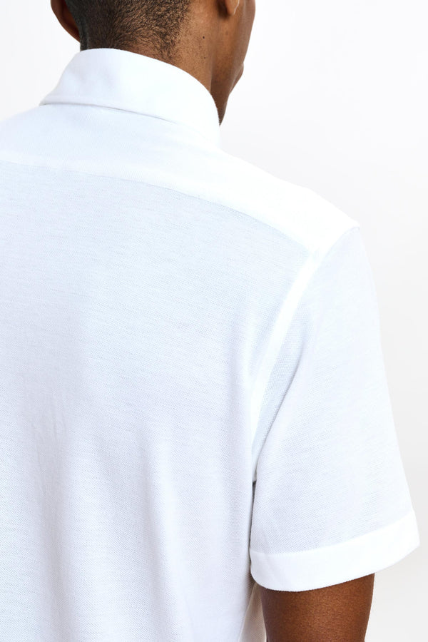 Scabal White Cotton Piquet Polo Shirt