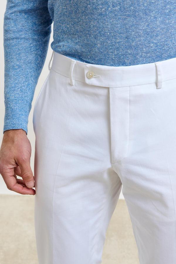 Scabal White Gibbet Trousers Cashmere Cotton