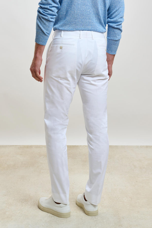 Scabal White Gibbet Trousers Cashmere Cotton