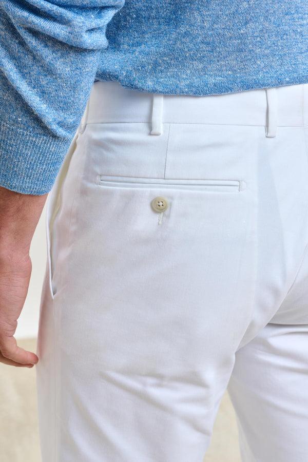 Scabal White Gibbet Trousers Cashmere Cotton