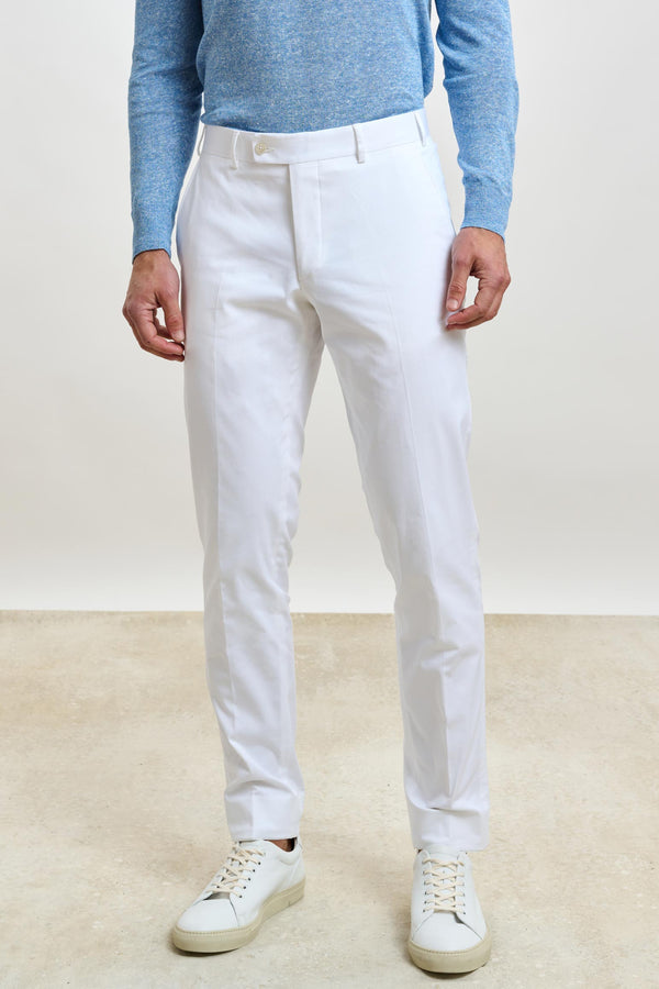 scabal White Gibbet Trousers Cashmere Cotton