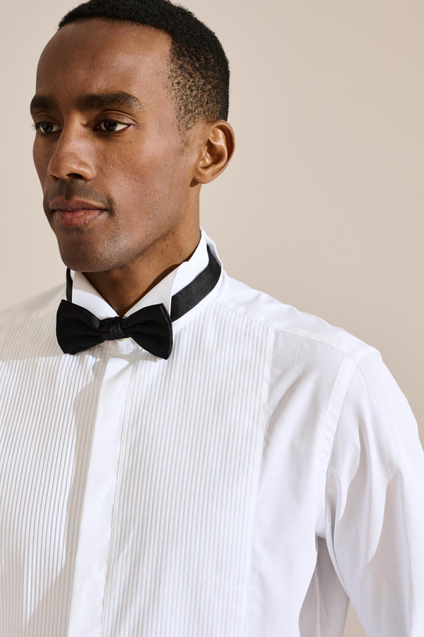 Scabal White Poplin Formal Shirt Hidden Button