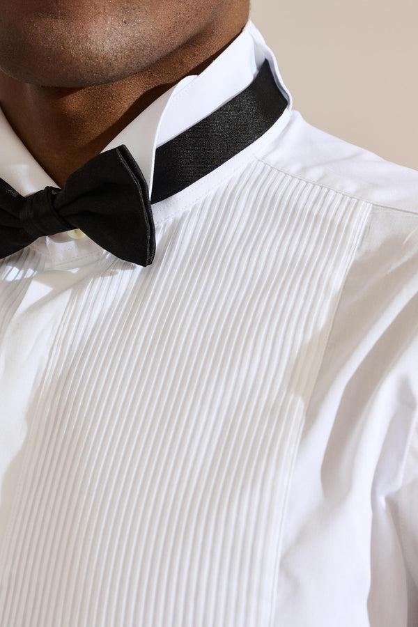 Scabal White Poplin Formal Shirt Hidden Button