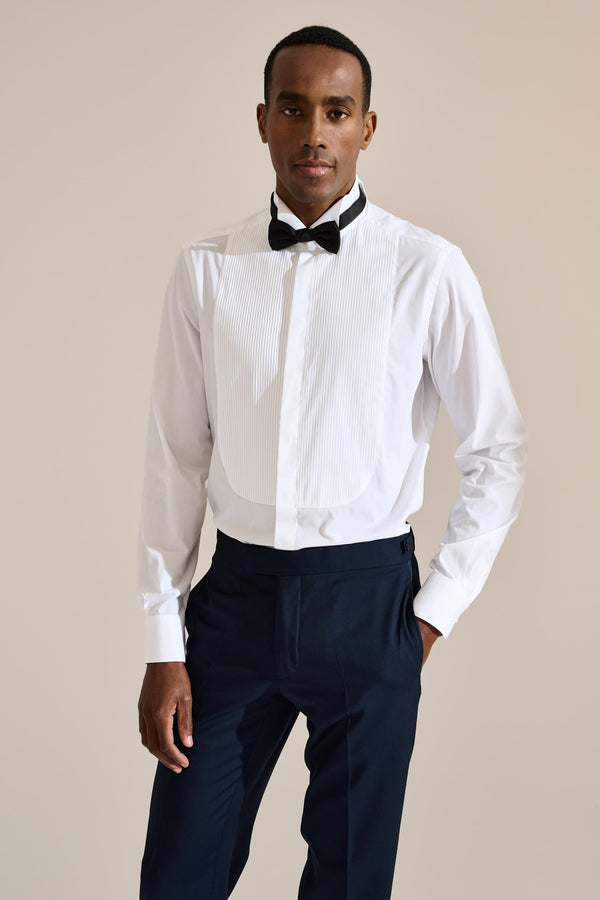 scabal White Poplin Formal Shirt Hidden Button