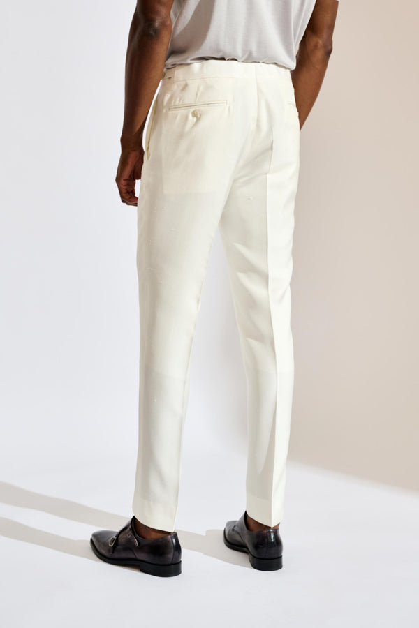 Scabal White Silk Farley Trousers Festival