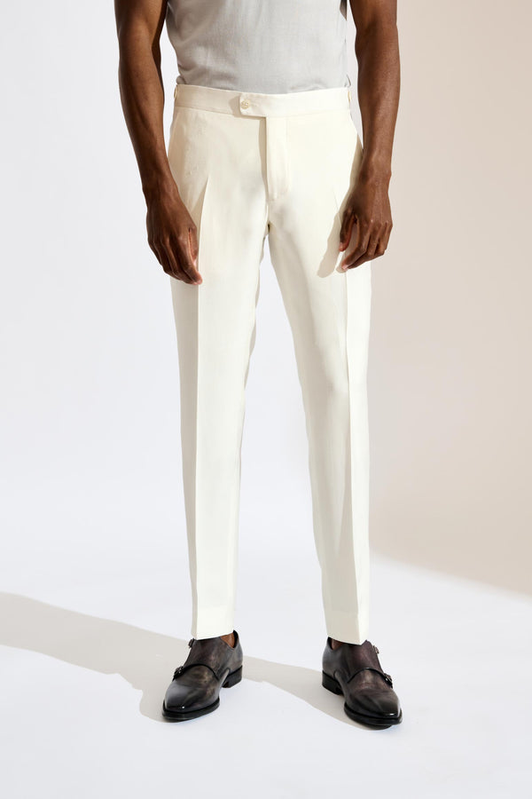 scabal White Silk Farley Trousers Festival