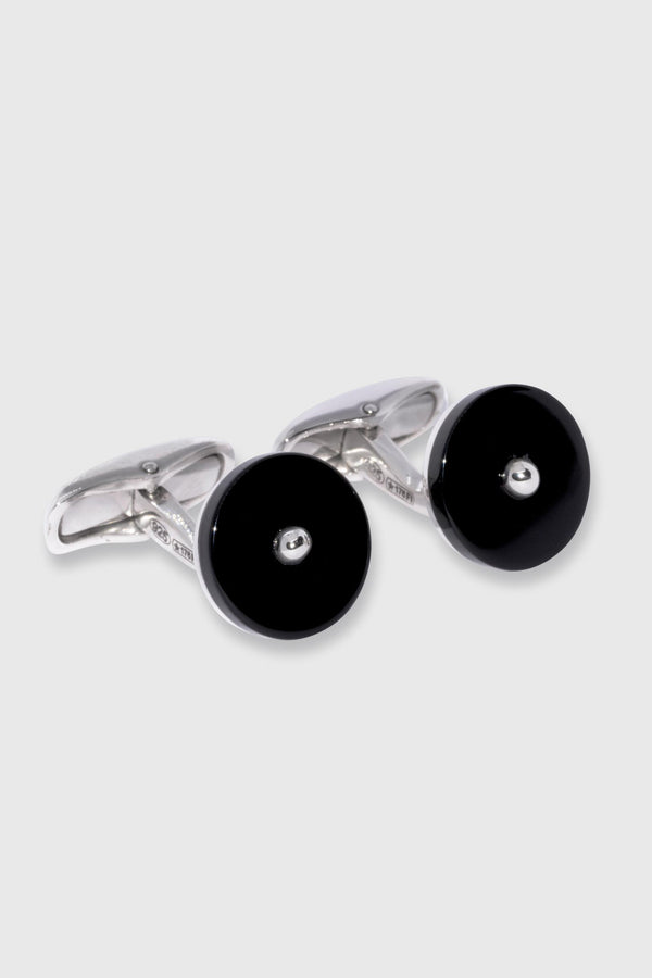 scabal Sterling Silver 925 and Black Eye Semi-Precious Stone Cufflinks