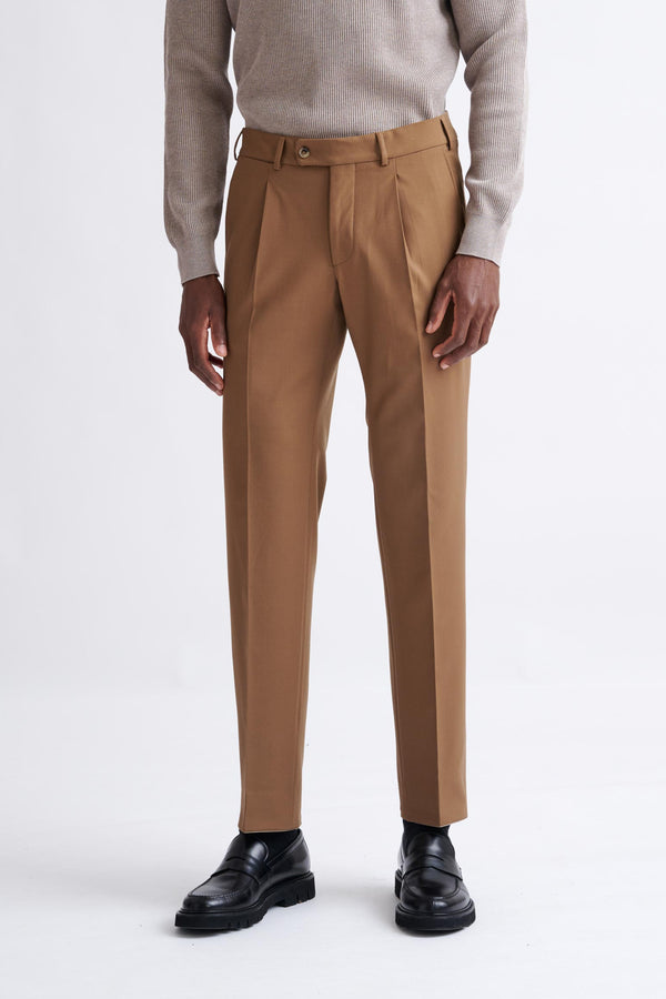 scabal Tan Wool with Stretch Farley Trousers Connect