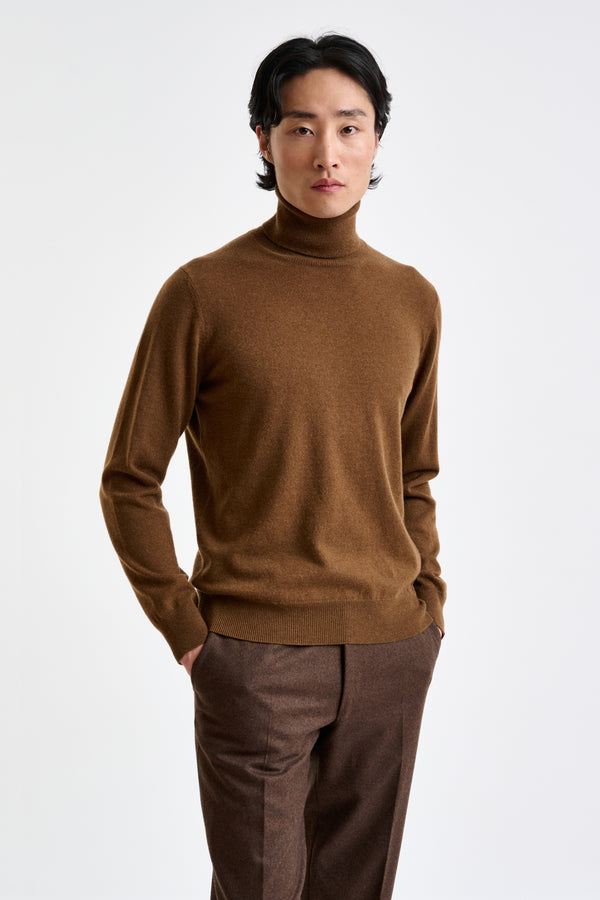 scabal Tobacco 100% Cashmere Drumberg Rollneck Knitwear