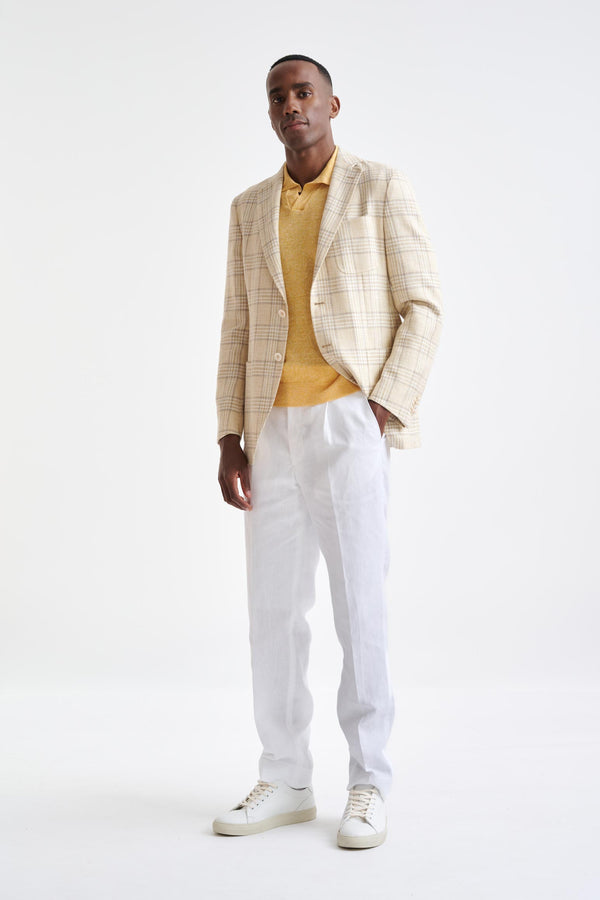 Scabal Yellow Check Cotton & Linen Kenton Jacket Amalfi Trend