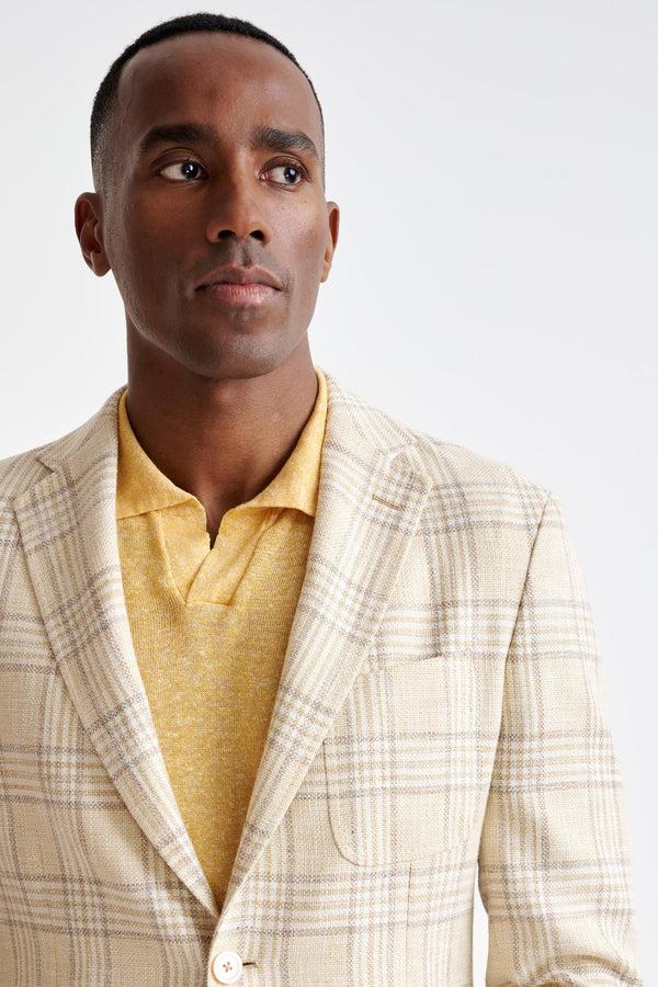Scabal Yellow Check Cotton & Linen Kenton Jacket Amalfi Trend