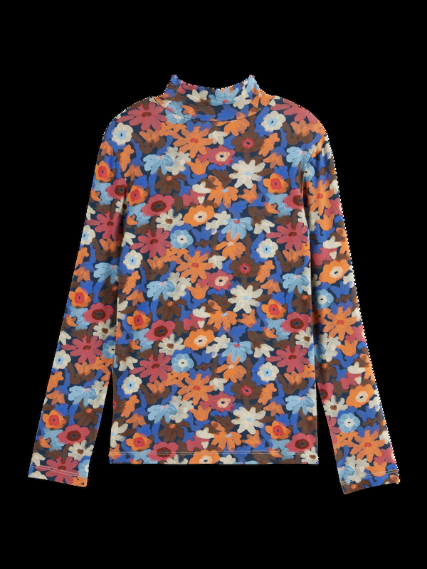 Scotch & Soda ALLOVER PRINTED MOCK NECK LONG-SLEEVED T-SHIRT