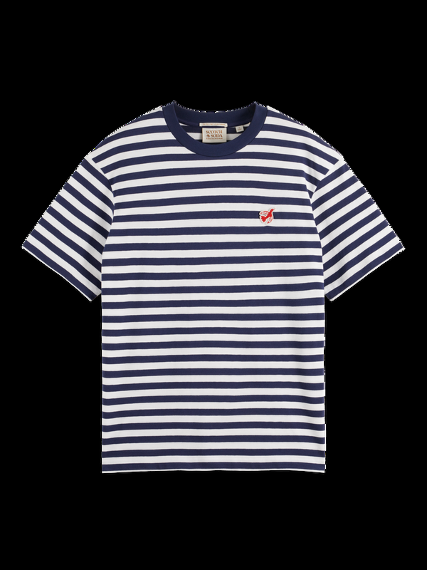 scotch & soda Core - het gestreept T-shirt met vrije geestvredesvogel