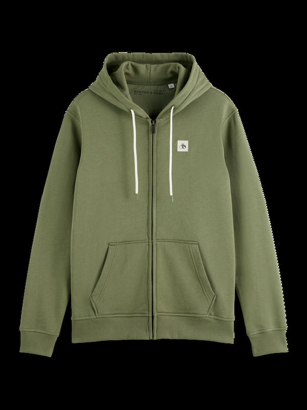 scotch & soda Essential hoodie met logobadge en ritssluiting