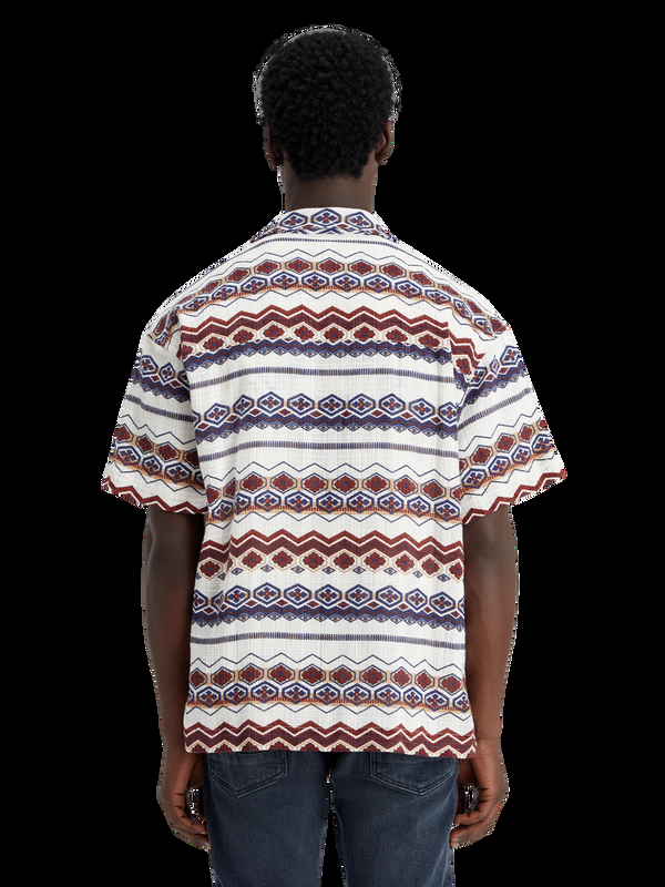 Scotch & Soda Gestructureerd Gestreept Overhemd Met Print