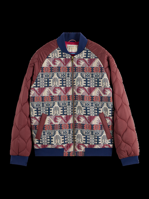 Scotch & Soda Gewatteerd Bomberjack Van Jacquard En Nylon
