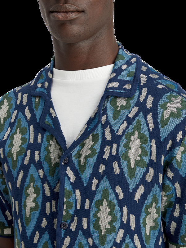 Scotch & Soda Jacquardgebreid Overhemd Met Korte Mouwen