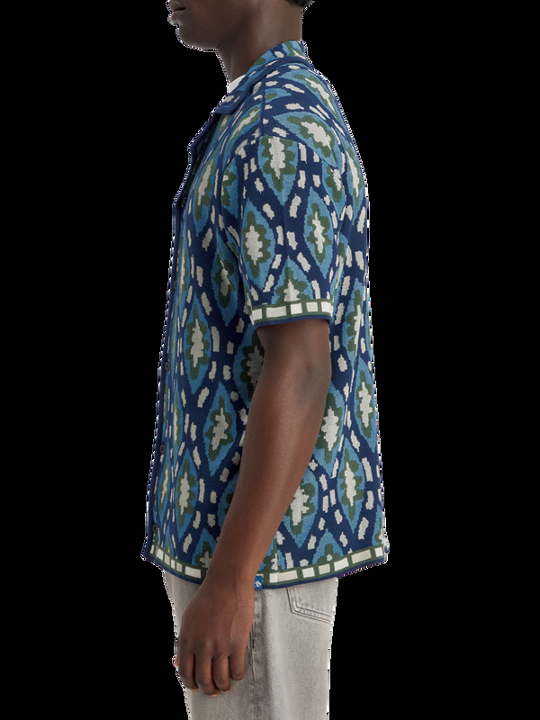 Scotch & Soda Jacquardgebreid Overhemd Met Korte Mouwen