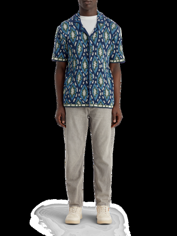 scotch & soda Jacquardgebreid overhemd met korte mouwen