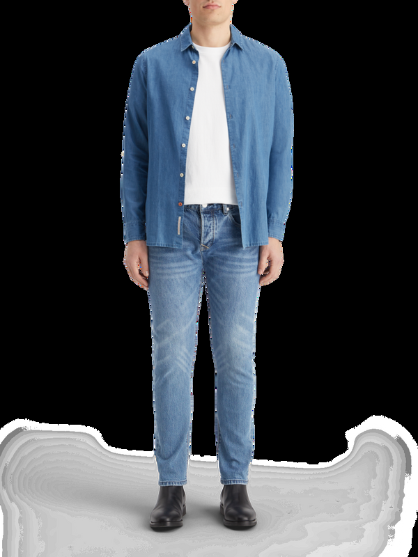 scotch & soda Netjes indigo lichtgewicht denim overhemd met mouwverstellers