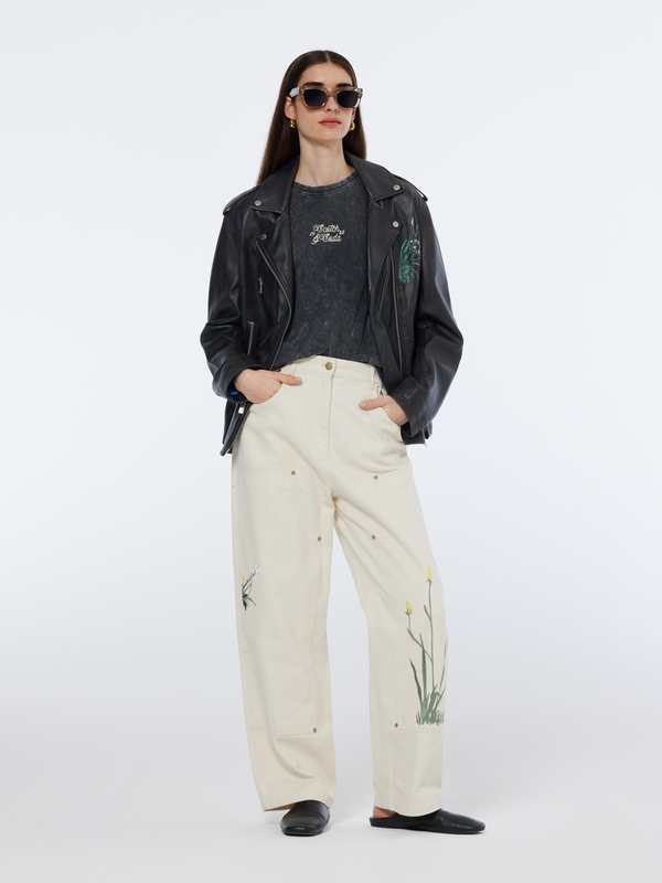 scotch & soda Raine - High rise wide leg embroidered pant