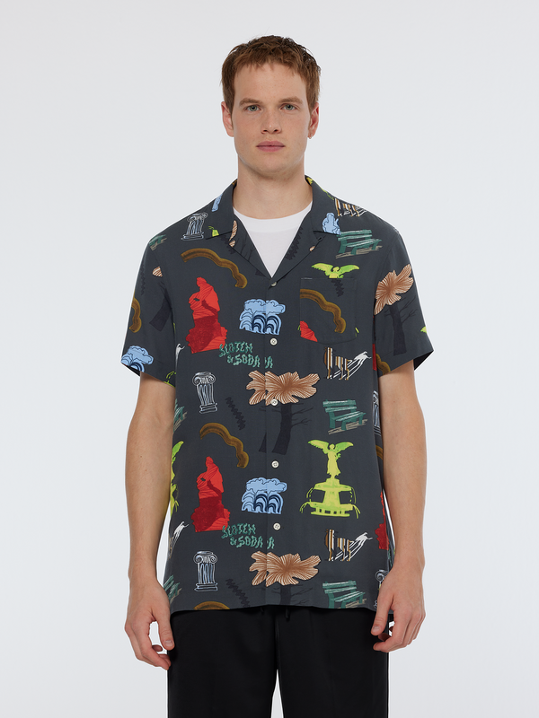 scotch & soda Regular fit short sleeve AOP viscose shirt