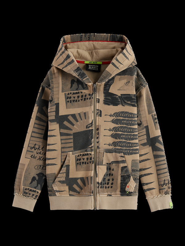 scotch & soda Relaxed-fit all-over printed zip-through hoodie