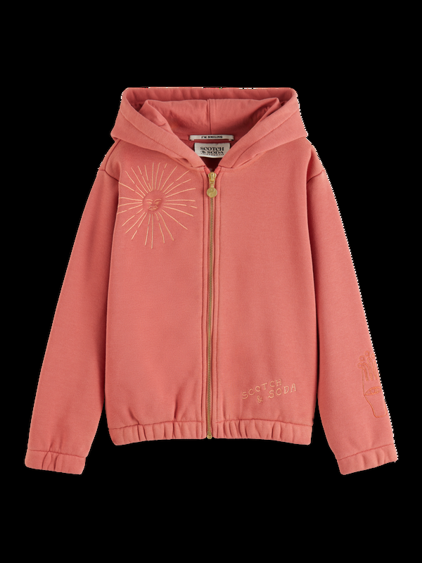 scotch & soda RELAXED-FIT ZIP-THROUGH HOODIE WITH EMBROIDERED ARTWORKS