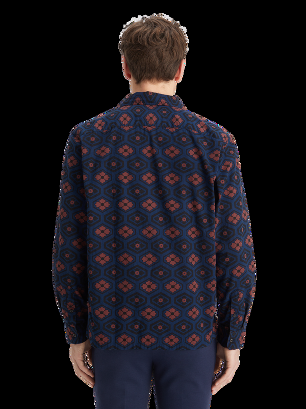 Scotch & Soda Bedrukt Seersucker Overhemd