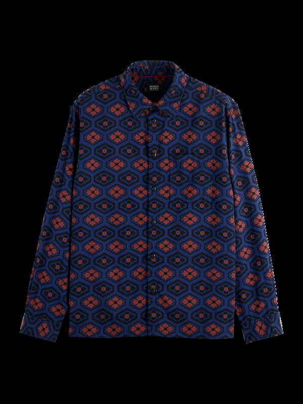 Scotch & Soda Bedrukt Seersucker Overhemd