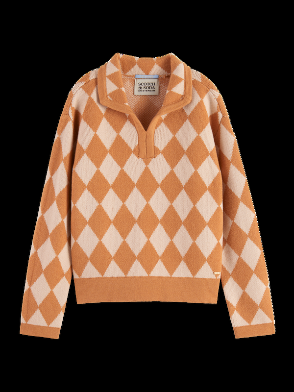 scotch & soda CHECKERBOARD KNITTED PULLOVER