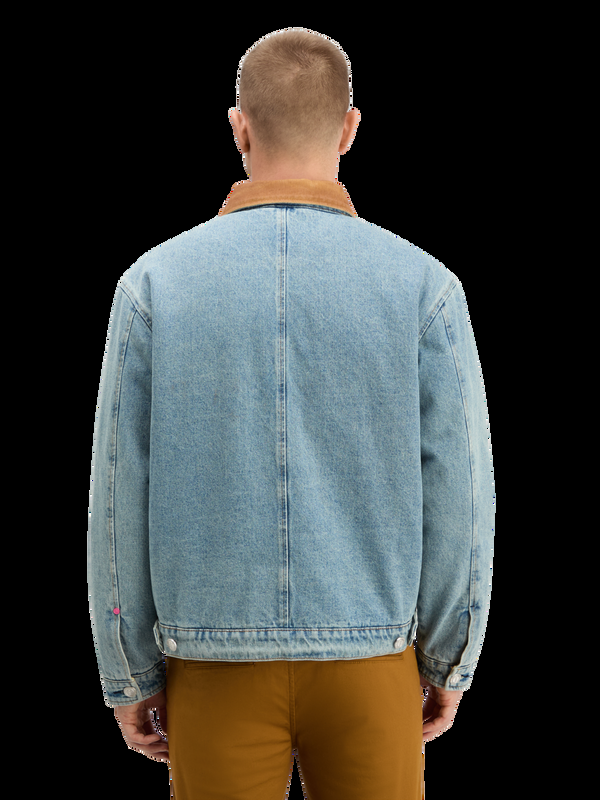 Scotch & Soda CORD COLLAR INDIGO TEDDY JACKET