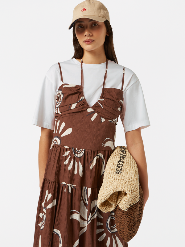 Scotch & Soda Cotton Seersucker Midi Dress