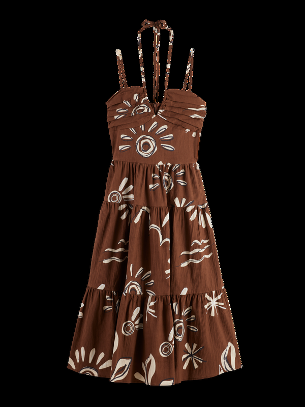 Scotch & Soda Cotton Seersucker Midi Dress